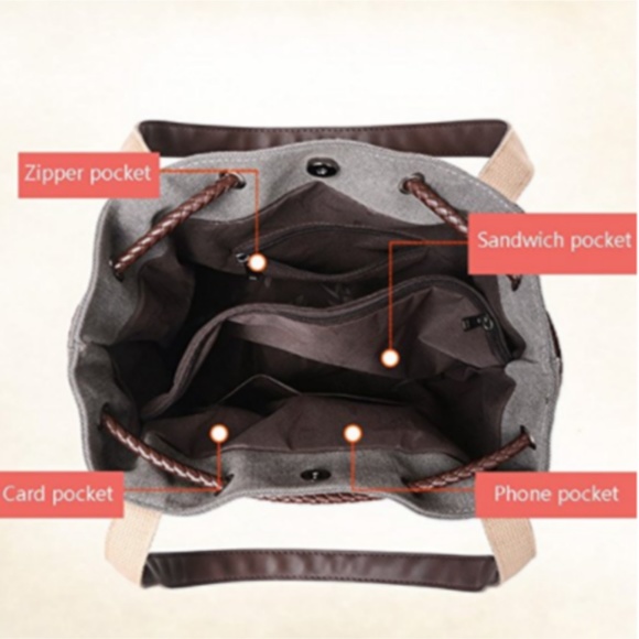 Grey Lace Printed Hobo Bucket Bag - Picture 6 of 6